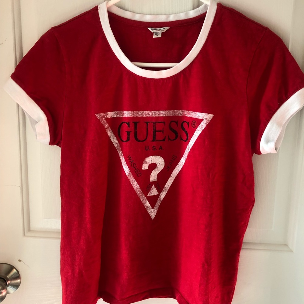 Guess Jeans Red Retro Graphic Tee
